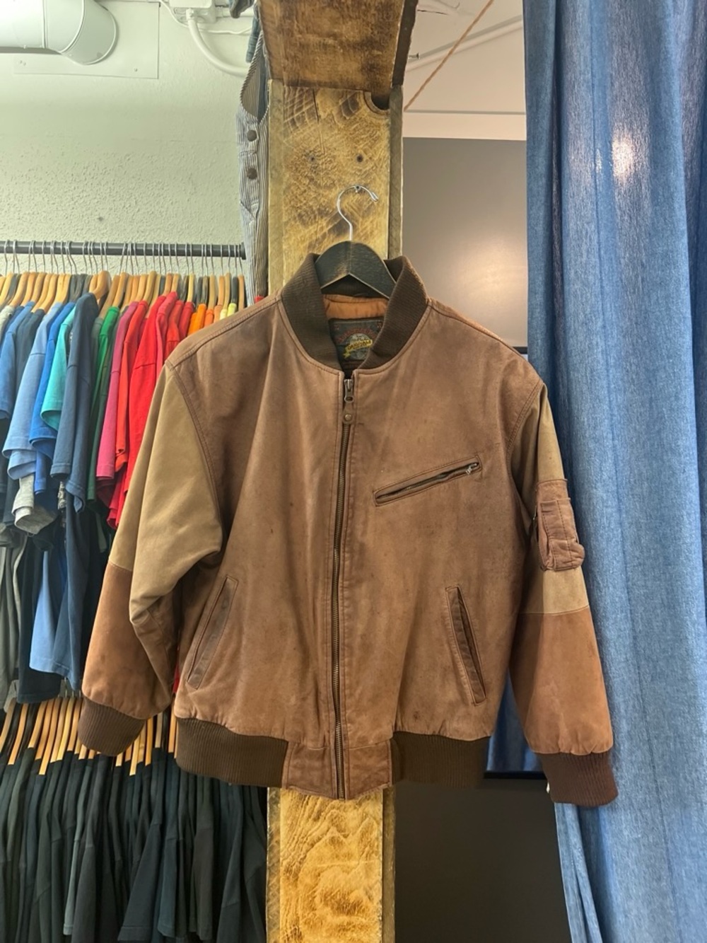 Men's Brown Suede Bomber Jacket - Classic Casual